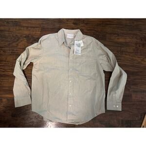 Plenum Studio heavy weight cotton long sleeve Brown Stripes cotton shirt size M